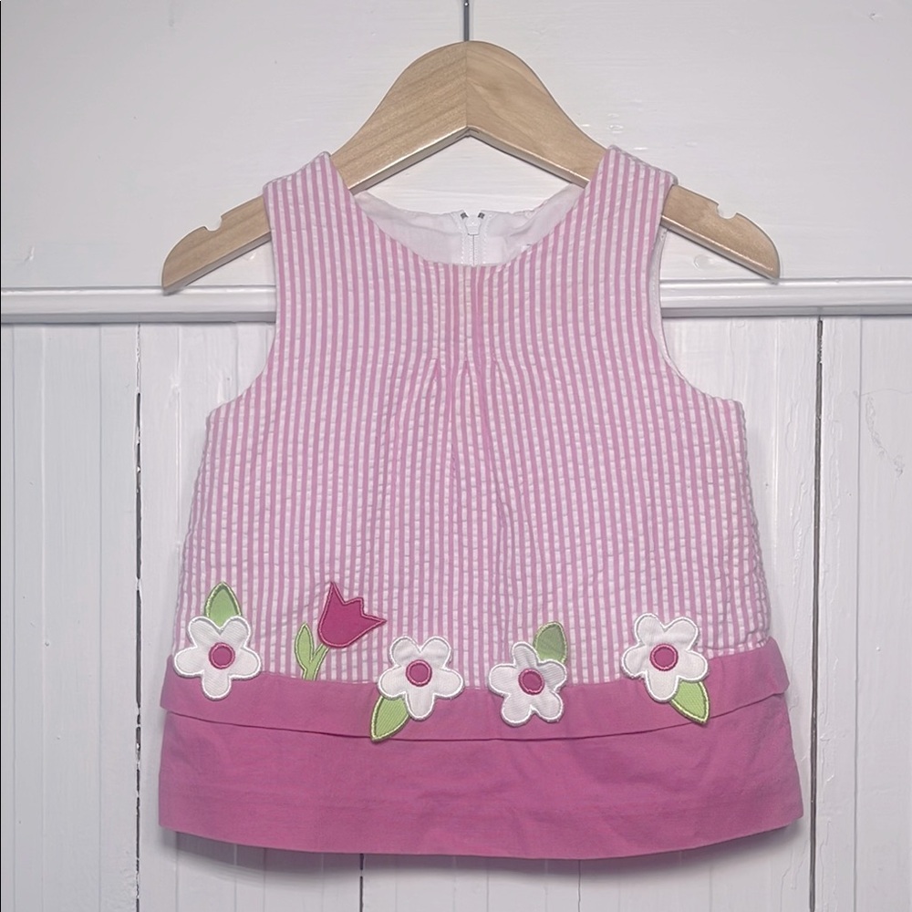 Florence Eiseman Pink & White Floral Appliqué Tank Top